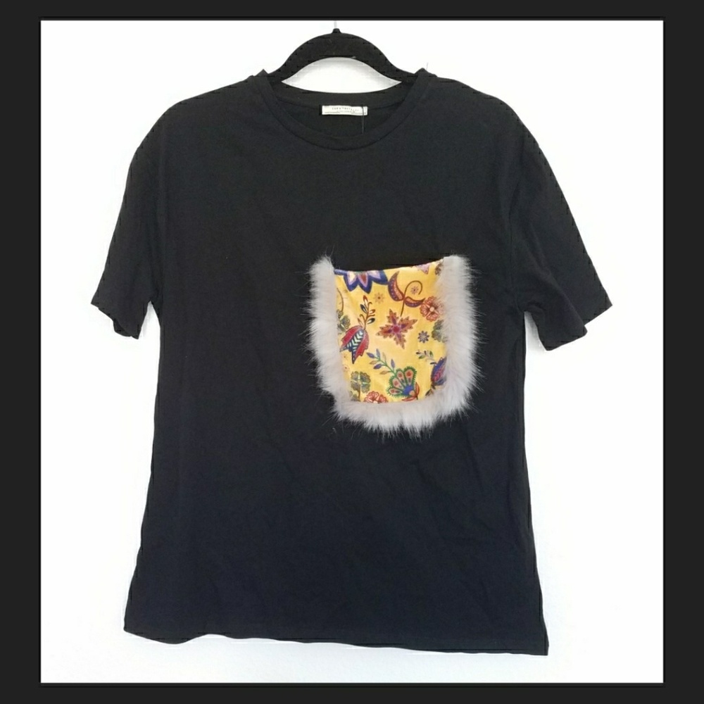 NWT ZARA embellished pocket tee